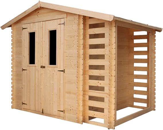 TIMBELA Gartenhaus Holz Mit Brennholzschuppen M386C+M386G