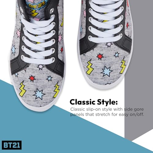 BT21 Line Friends Ladies Sneakers - Officially Licensed Lace Up Sneakers - Tata, Van, Chimmy, Cooky, Shooky and RJ4