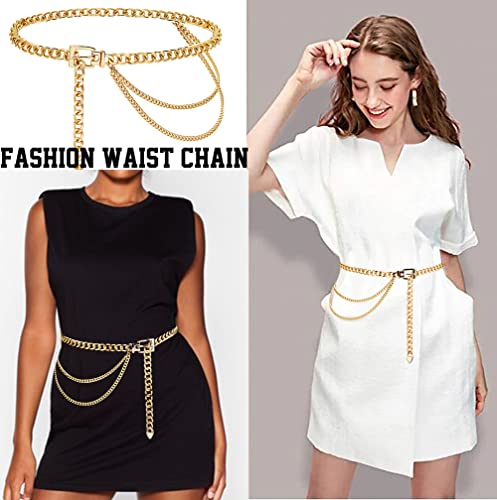 Suyi Chain Belt for Women Girls Gold Metal Waist Chain Multilayer Chunky Chain Belts for Dress3