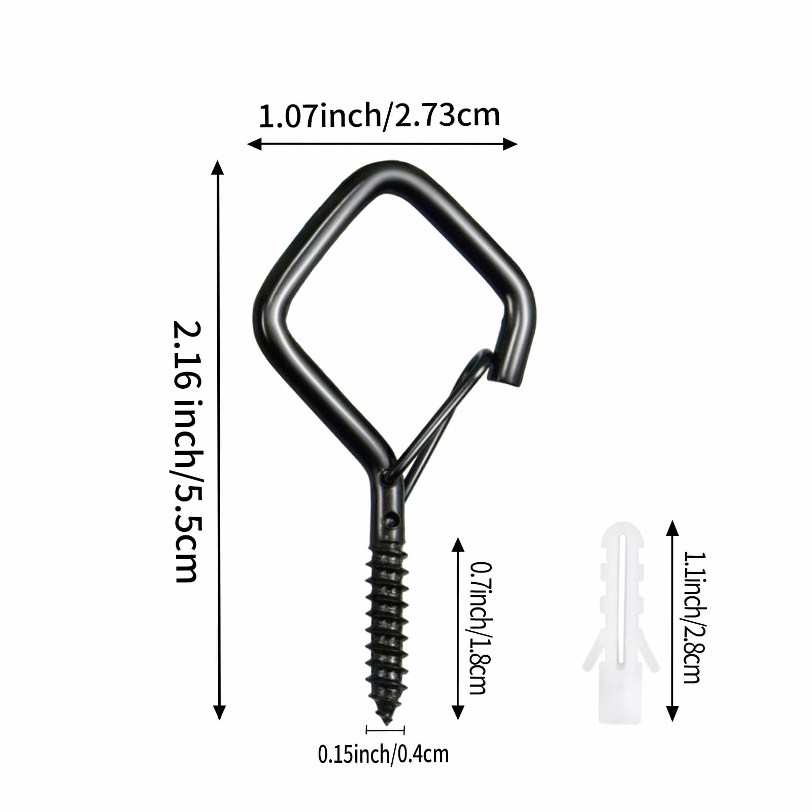 30 ganchos de ojo negro con tornillo resistente, ganchos de techo para colgar plantas, luces de cadena, tazas, campanillas de viento, comederos de pájaros. Colgador de plantas para interiores
