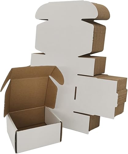 Cajas de envío pequeñas de 4 x 4 x 2 pulgadas, paquete de 25 sobres de cartón corrugado blanco, suministros de embalaje para pequeñas empresas