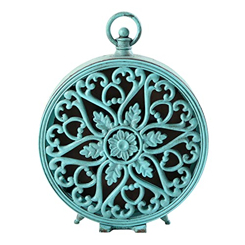 Nikky Home Antique Table Clock Silent Non-Ticking, Shelf Desk Top Clock Battery Operated Rustic Distressed Design, Shabby Chic Home Decor For Fireplace Mantel, Desktop, Countertop- Green #TOP6