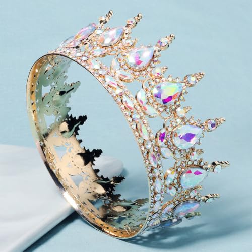 Tiara vintage de cristal dorada para peinados de boda delicados 6