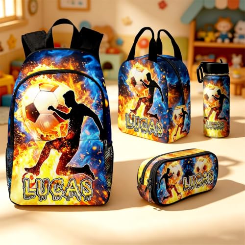 Image of Custom Kids Backpack for Boy Toddler Backpacks Back to School Bookbag Set | Kid Personalized Backpack with Lunch Box Boy Kindergarten Elementary Preschool Daypack Birthday Gifts Travel Sports Soccer