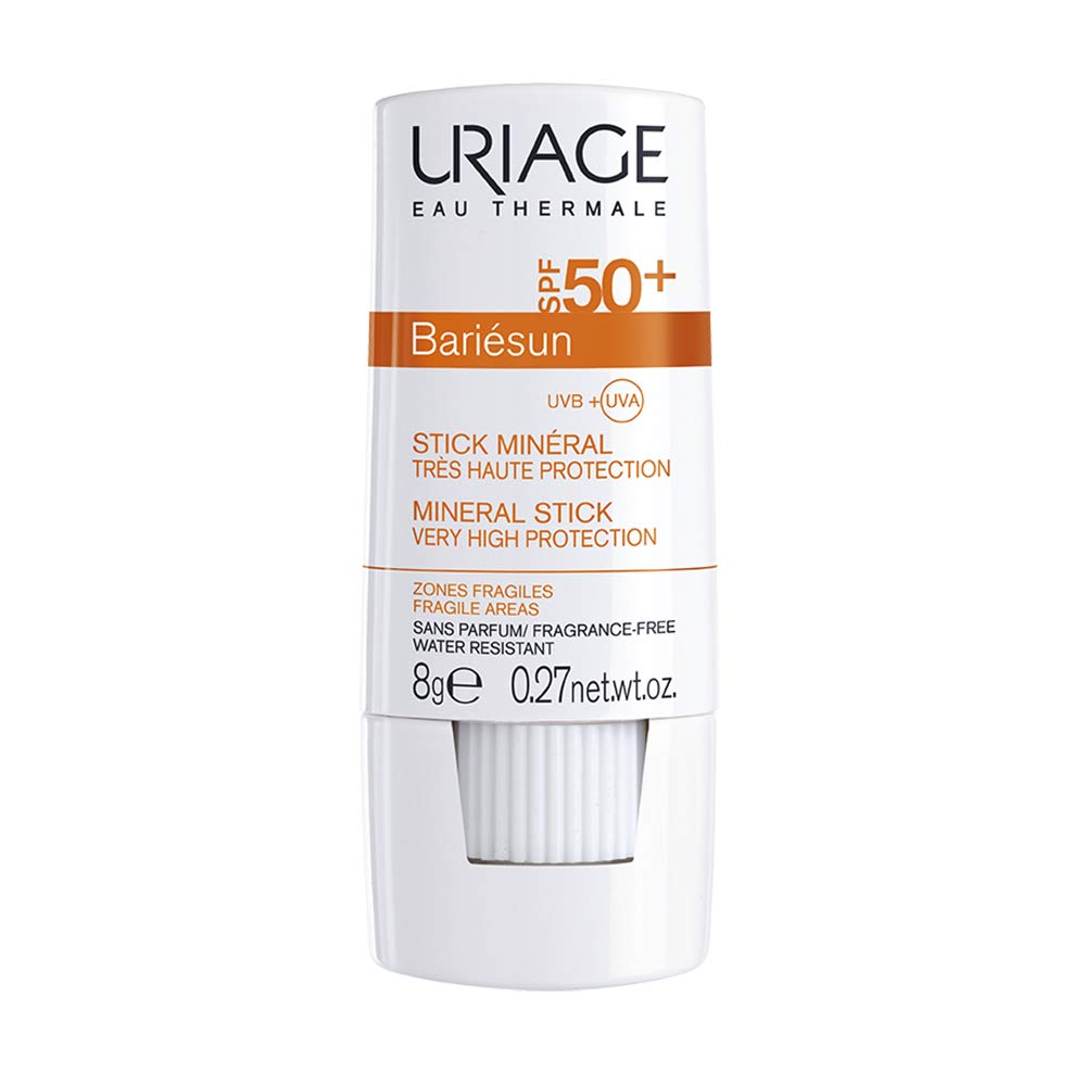 Uriage Bariésun Mineral Stick SPF50+ 8g - Protects Sensitive Skins From UVA/UVB Rays - Waterproof - 100% Mineral Photoprotective Complex - Shea butter, Vitamin C & E - Easy Application