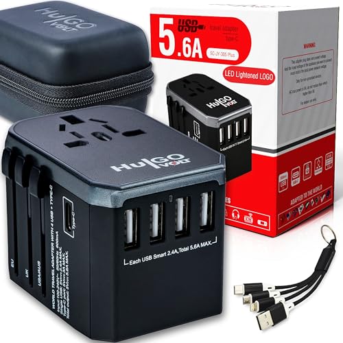 Universal Travel Adapter Worldwide All in One, UK to European Plug Adapter - 5.6A Multi USB Charger + 3.0A Type-C, AC Power Plug Travel Essentials - International Travel Plug Adaptor 200+ Countries Universal Travel Adapter Worldwide All in One, UK to European Plug Adapter - 5.6A Multi USB Charger + 3.0A Type-C, AC Power Plug Travel Essentials - International Travel Plug Adaptor 200+ Countries