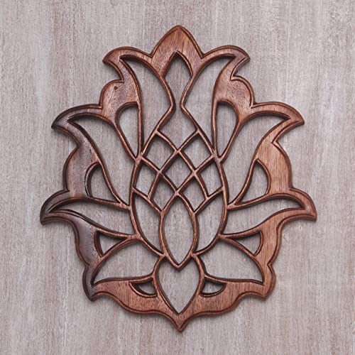 Novica Handmade Wood Relief Panel Wall Sculpture, Brown, Sacred Pineapple' #TOP4