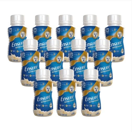 Ensure Nutrivigor - Complemento Alimenticio para Adultos, con HMB, Proteínas, Vitaminas y Minerales, como el Calcio - Sabor Vainilla - Pack de 12 Botellas x 220 ml