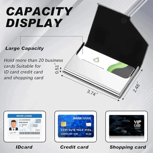 Custom Business Card Holder Case, Personalizd PU Leather & Stainless Steel Multi Wallet Credit Card & ID Holder for Men & Women with Engraved Logo & Name Personalization (Version 2)3