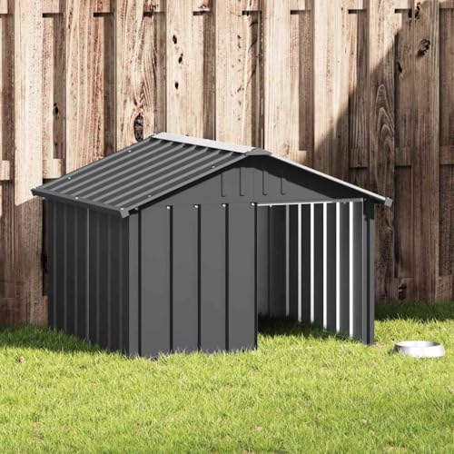 vidaXL Hundehütte Anthrazit 116,5x103x81,5cm Verzinkter Stahl Hundehaus Hütte