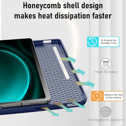 Image of Robustrion Cover for Samsung Galaxy Tab S9 FE+ / Tab S10 Plus /Tab S9 Plus 12.4 inch Cover Case with [S Pen Holder] for Samsung Tab S9 FE Plus / S9+ / S10+ Tablet Cover [Auto Sleep /Wake] - Navy