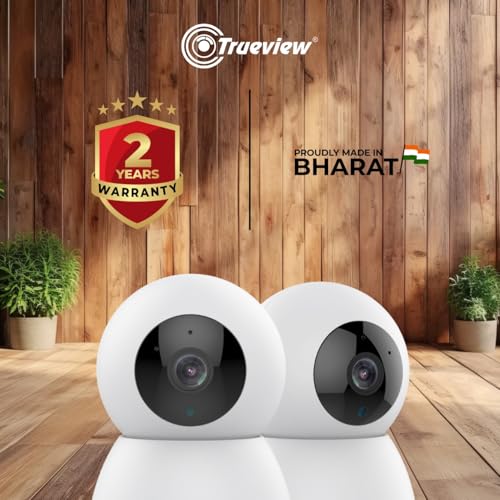 Trueview 3MP Pack of 2 Smart CCTV Wi-fi Home Security Camera with Pan Tilt 360&deg; View, 2 Way Talk, Cloud Monitor, Motion Detect, Supports SD Card Up to 256 GB, Night Vision (3MP Robot - Pack of 2)