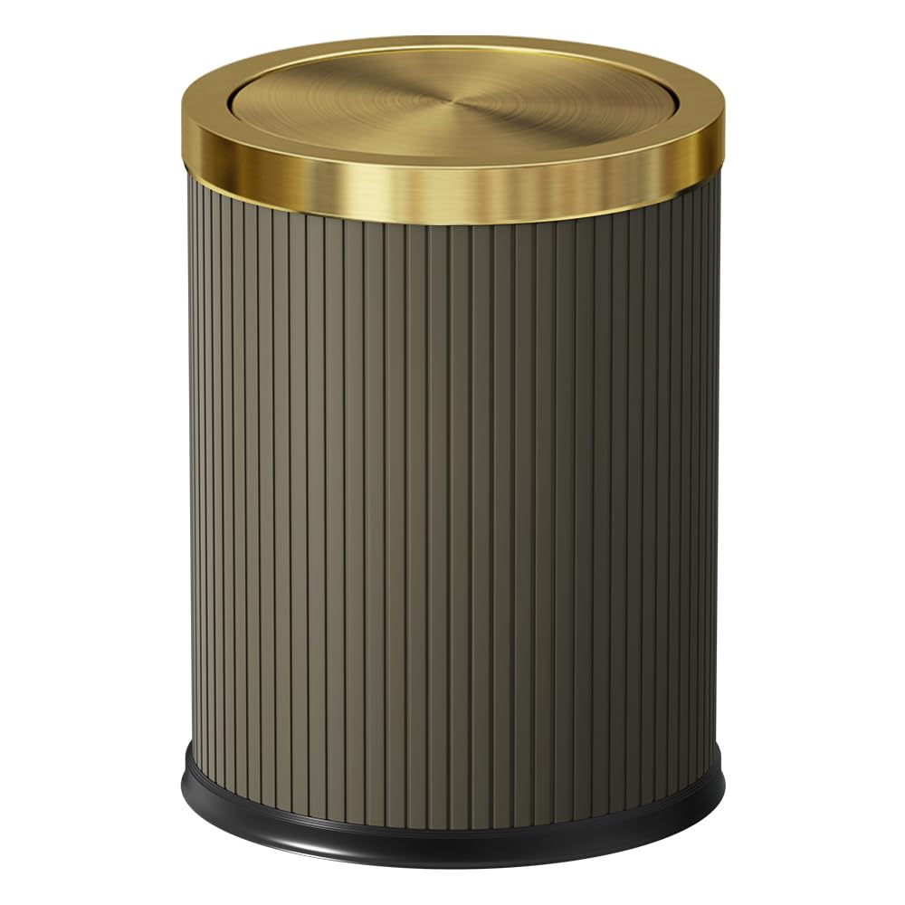 15L 4GAL Gold BedroomTrash can Gold Bathroom Garbage can with lid Small Trash Can with Flipping Lid 4gallon