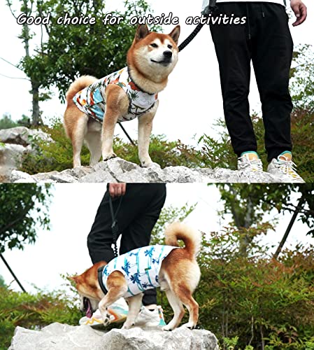 Sychien Hawaiian Dog Shirts,Quick Dry Summer Cooling Mesh Coconut Printing T-Shirt For Medium Dogs,Blue+Yellow M #TOP3