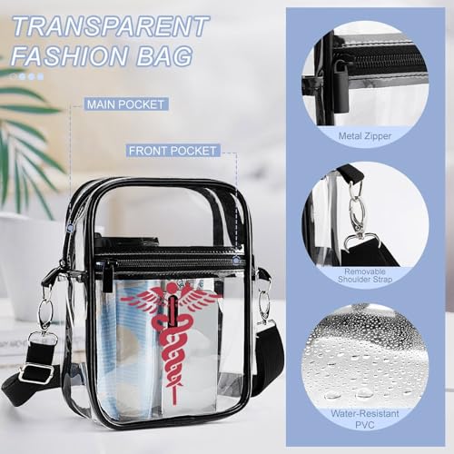 Nurse Nursing Clear Crossbody Bag Stadium Bag Adjustable Side Shoulder Bags Messenger Bag with 2 Compartments4