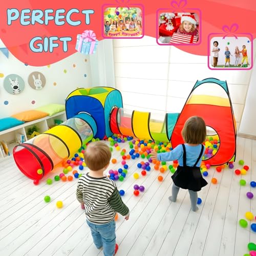 NUBUNI 4 in 1 : Spielzelt Kinderzelt : Babyzelt mit krabbeltunnel : Teiliges Bällebad : Spielzelt Babyzelt : Spielhaus mit Zelt Tasche und Tunnel : Mehrfarbig B