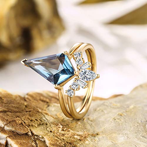 LAZLUVU Women Crystal Stackable Rings Set 3A Cubic Zirconia Eternity Engagement Blue Green Red Stone Ring3