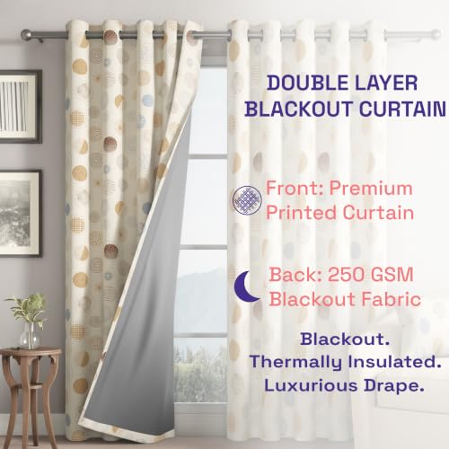 Image of Wakefit Printed Blackout Long Door Curtains 9 Feet | Set of 1 | Upto 99% Room Darkening | Double Layered Fabric | Thermal Insulated & Noise Reducing Curtains for Living Room & Home Decor | Graweave