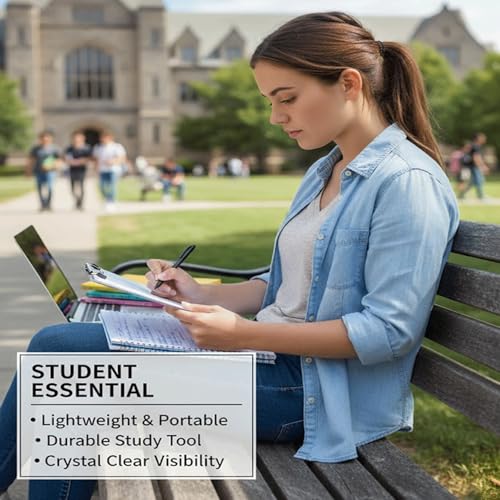 Image of CoolZONE A4 Transparent Clipboard with Pad | Clear Writing Board for Tracing, Forms, Checklists & Notes | Lightweight Sturdy Clipboard for Office, School, College & Students | Secure Metal Clip