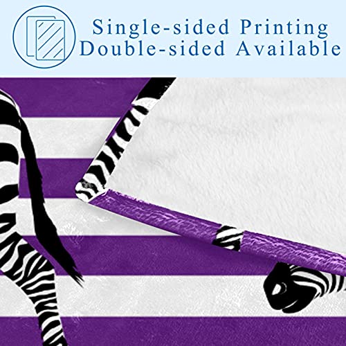 Couverture chaude à rayures violettes, plaid zèbre isolant thermique