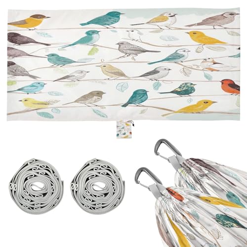 Haskirky Colorful Birds Camping Hammock, Single Portable Hammocks with Tree Straps & Attached Carry Bag, 330Lbs Capacity Perfect for Outside Indoor Hiking Beach Backpack Travel