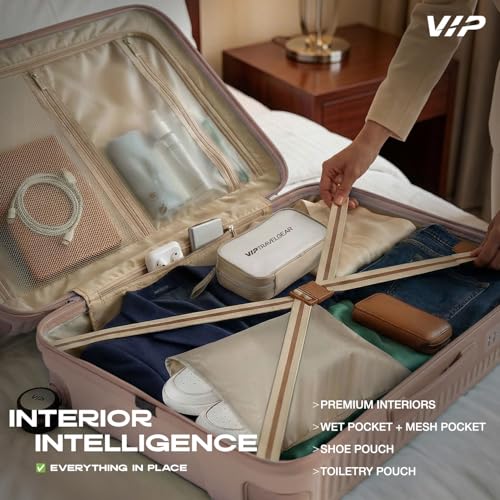 Image of VIP Vero Cabin /Medium /Large Trolley Bag| Slide Button Flushed TSA Lock | 8 Wheels | 3 Years International | Champagne /Lavander /Surf Spray