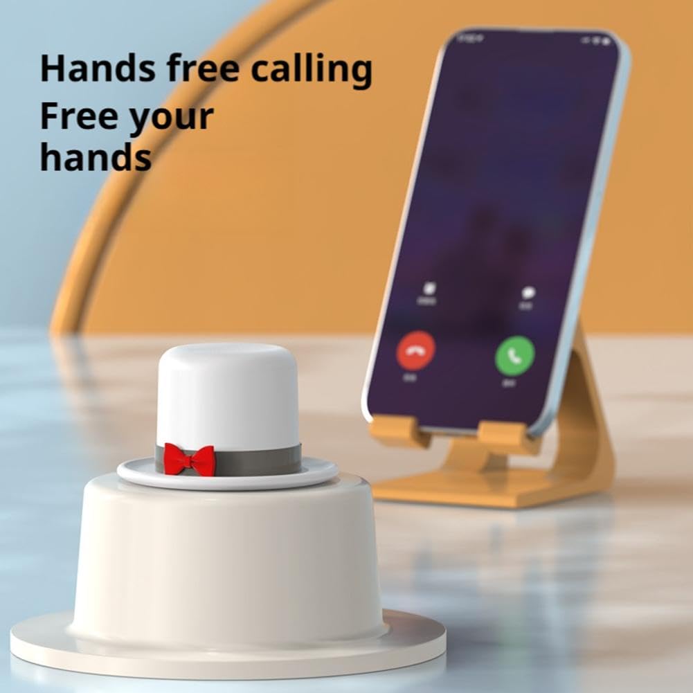 Magic Hat Bluetooth Speaker - Magnetic Phone Holder & Portable Wireless Speaker with Stereo Pairing, 360° HiFi Sound, 3H Playtime, Built-in Mic for Calls,Mini Speakers for Desk,Travel,Gifts(White) 2