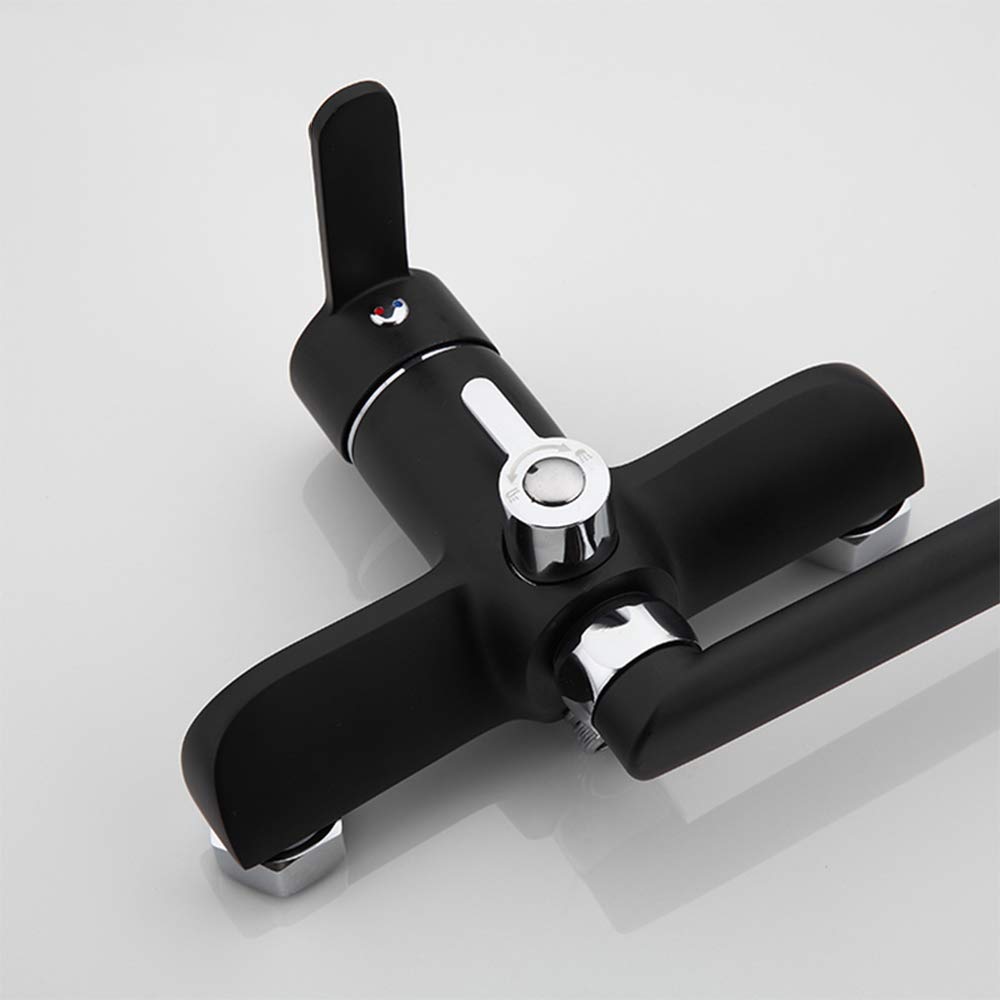 Grifo Mezclador baño, Grifo bañera latón, Grifo Mezclador Ducha baño Negro con Cabezal Ducha Mano ABS y caño Giratorio bañera Acero Inoxidable