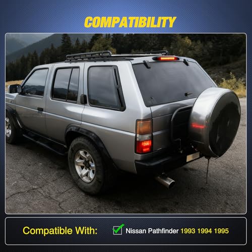 Image of Nilight Third Brake Light Tail High Mount 3rd Stop Lights Smoked Lens Compatible with Nissan Pathfinder 1993 1994 1995 Van SUV Rear Center Cab Lamp