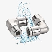 Vista 3 de Paquete de 2 codos neumáticos macho de acero inoxidable 304 de 1/2 pulgada de diámetro exterior x 1/2 pulgada NPT rosca para conectar accesorios