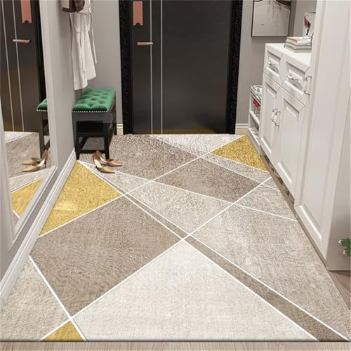 Tapis de chambre géométrique jaune 100x160 cm lavable et résistant