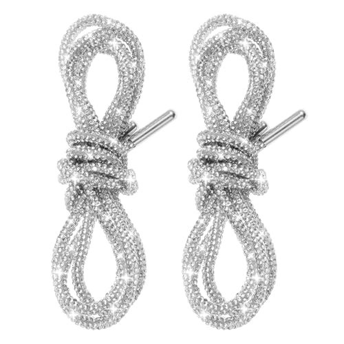 Sorcristy Rhinestone Shoe Laces, Glitter Shoe Laces for Sneakers, Crystal Bling Drawstring Cords for Hoodies, Sweatpants Bling Diamond Rope Shoe Strings (Silver, 0.16 Inch)