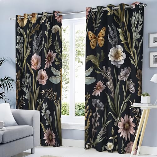Rideaux et draperies intérieurs haut de gamme imprimé fleurs