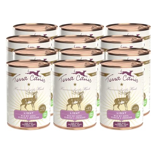 Terra Canis Wild, Gurke & Pfirsich - Light Nassfutter, 12x400g I Premium Hundefutter in 100% Lebensmittelqualität Aller Rohstoffe I Kalorien- & fettreduziert, Getreide- & glutenfrei