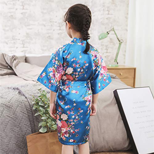 Toddler Girls Floral Silky Kimono Robe Outfits Knee Length 𝐁athrobe For Birthday Spa Kids Girls Cute 𝗣a𝗷amas Coats2
