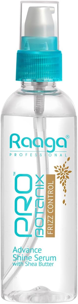Raaga Professional Pro Botanix Frizz Control Hair Serum with Shea Butter | Smooths & Tames Frizz | Enhances Shine & Softness | Lightweight & Non-Greasy | 3.38 Fl Oz/100ml