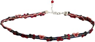 Gargantilha feminina vintage feita à mão com bordado de flores, gargantilha, corrente de clavícula, joias para presente