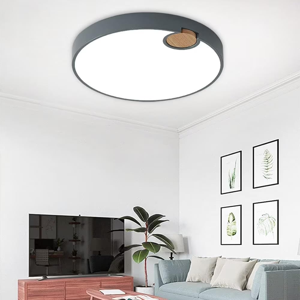 Okrągła lampa sufitowa LED, płynnie ściemniana, 18 W, panel ściemniający, lampa do nauki dla dzieci w kształcie makaronika, ultracienka, minimalistyczna, okrągła lampa do pokoju (k