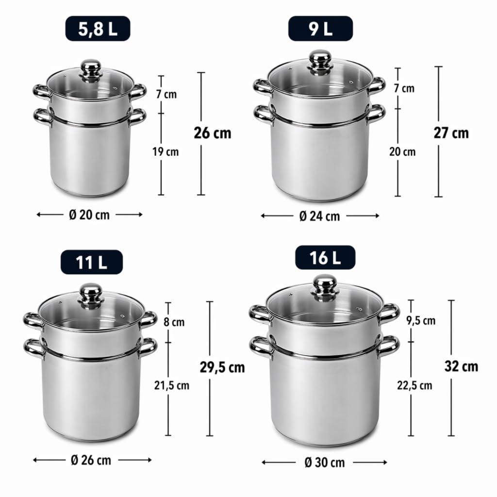 BAUMALU Combiné Traiteur Couscoussier Acier Inox Ø24cm 9L Triple Fond Diffuseur Induction
