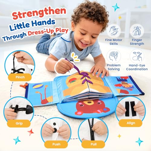 Image of JoyCat Dressing Busy Book for Toddlers 2-4,Montessori Travel Toys