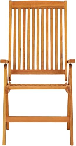 Miniatura 3 de Garden Chair Set of 2 Natural Eucalyptus Wood, Folding Outdoor Seating for Patio, Balcony, Dining, Adjustable Backrest, Oiled Finish