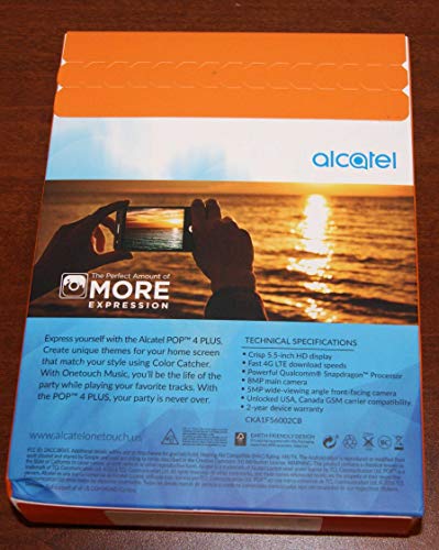 Alcatel POP4 Plus 5.5 4G LTE 16GB Android 6.0 Smartphone Unlocked (Gray)