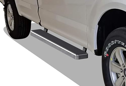 APS Estribos de acero inoxidable prémium de 5 pulgadas compatibles con Ford F150 Regular Cab y 17-25 F250 15-25