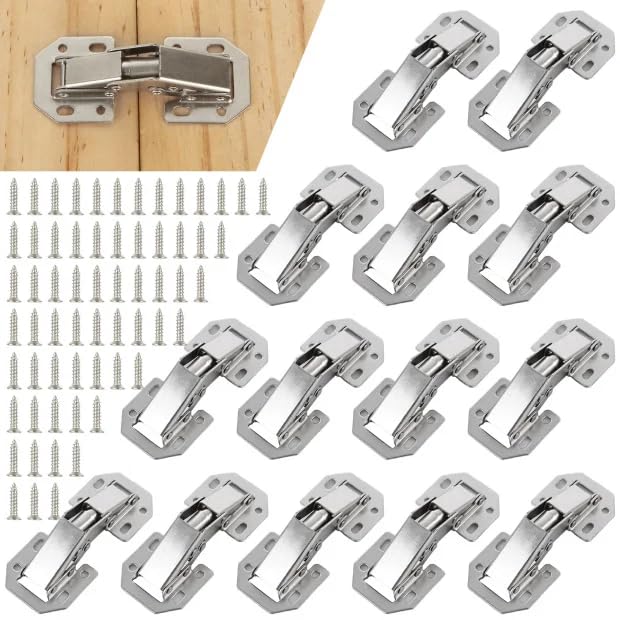 APACALI 25 Pack Cabinet Hinges, 90 Degree Cupboard Door Hinges, 3Inch / 76mm Cabinet Door Hinges, Kitchen Cabinet Hinges with 150 Screws for Kitchen Cupboard Doors Cabinet Wardrobe, Silver