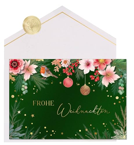 Joli Coon Papeterie Weihnachtskarte ELEGANT - Premium Weihnachtskarte aus 300g Perlmuttpapier mit...