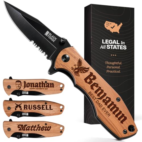 Personalized Custom Portrait Engraved Pocket Knife for Men - Mens Fathers Day Gift - Customized Gifts for Men - Customizable Gifts for Him Husband - Custom Knife for Camping Hunting Everyday Carry