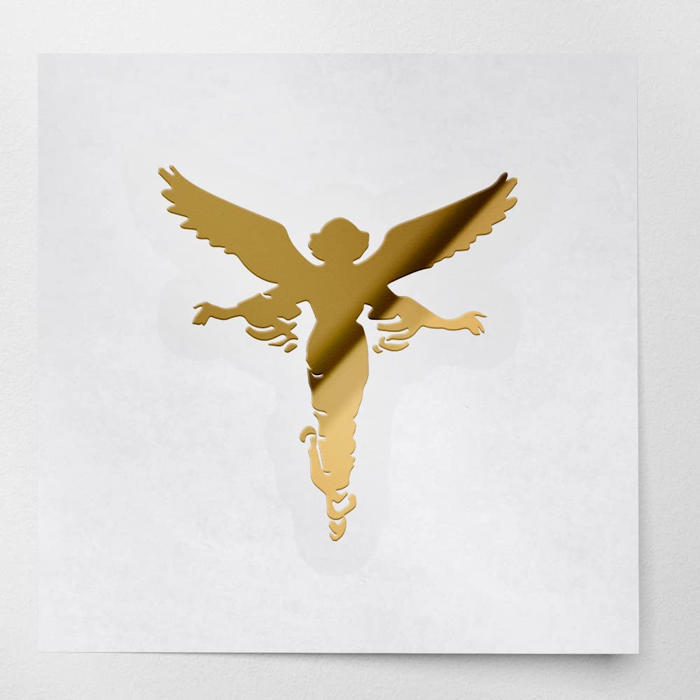Decal Stickers Of Angel In Silhouette (Metallic Gold) Premium Waterproof Vinyl Decal Stickers For Laptop Phone Accessory Helmet Car Window Mug Tuber