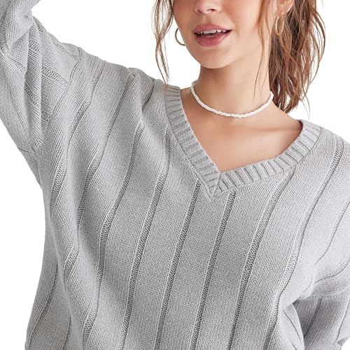 AEROPOSTALE Women's Rib V Neck Sweater2