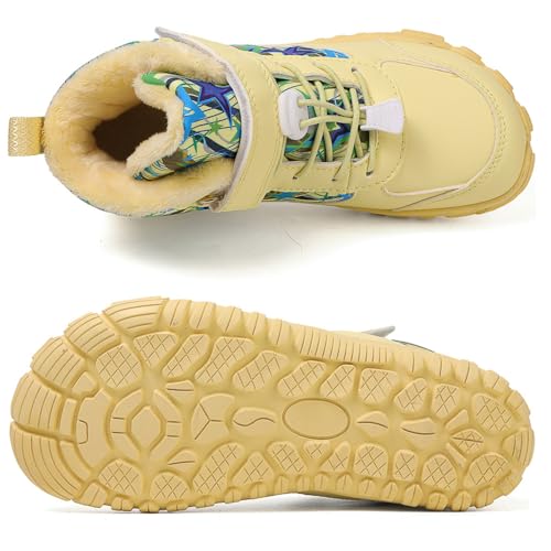 Winter Children Barefoot Snow Boots High-Top Shoes Anti Slip Plush Trail Running Shoes for Hiking Climbing Outdoor Boots (622-huang, Toddler, 1, Digital, US Shoe System, Wide Leg Pants)3