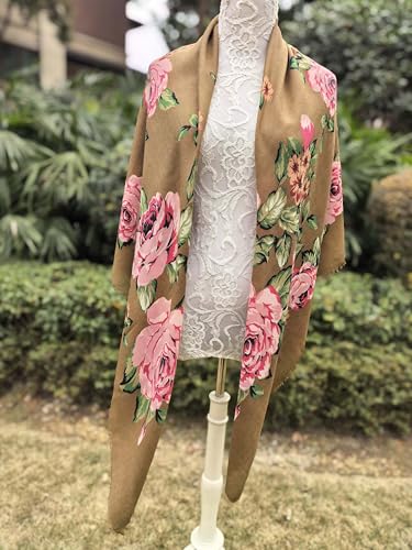 FANFAN Rose Shawl Wrap Lightweight Large Square Shawl Oversized Shawl Mexican Style Shawl Wrap for Evening Dress Party D84
